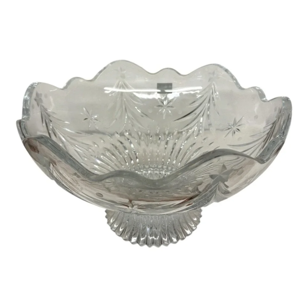 Celebrations by Mikasa Crystal Glass Bowl Footed Christmas Night  Collection 10